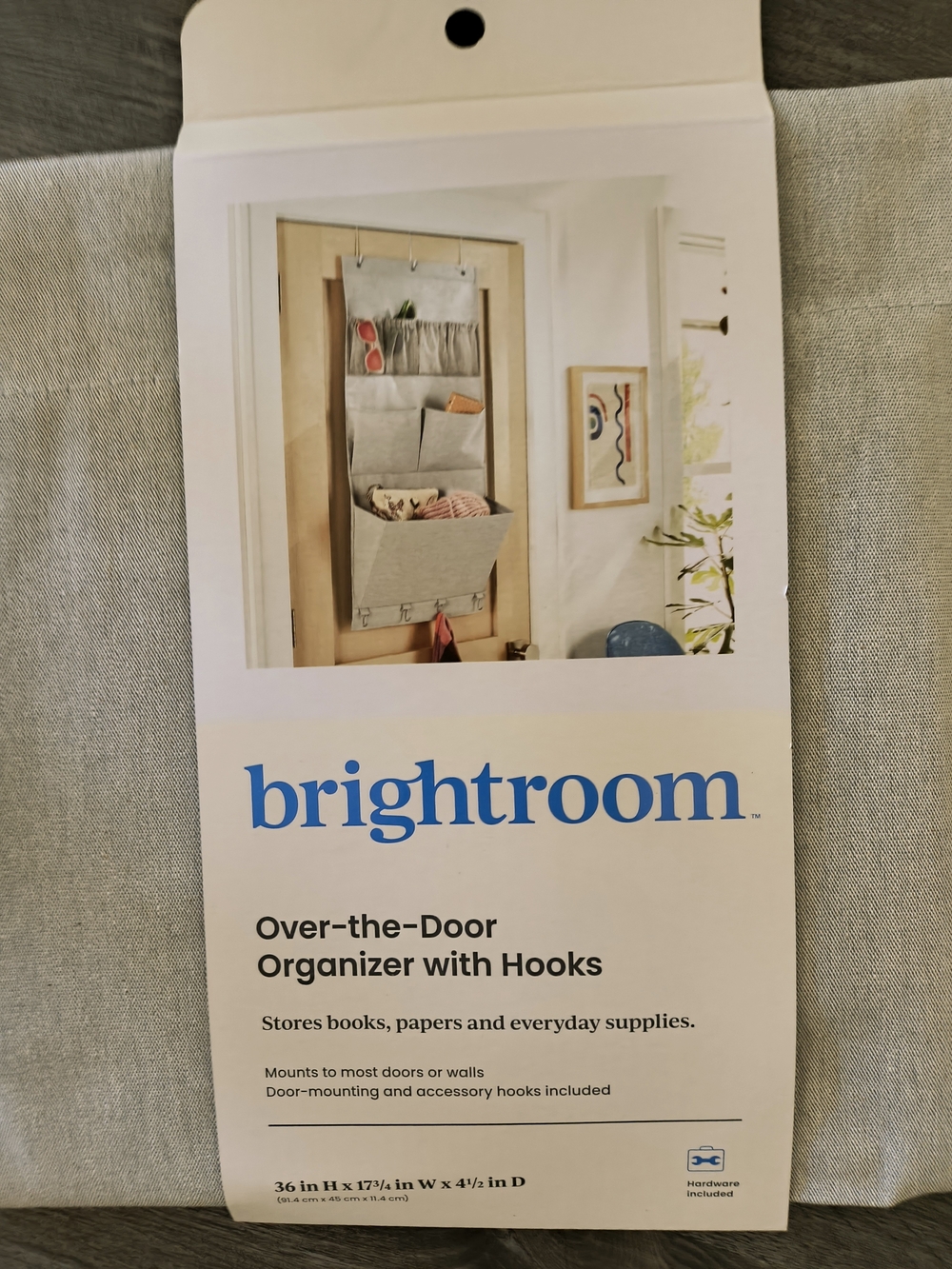 Over-the-Door Organizer with Hooks - Light Gray